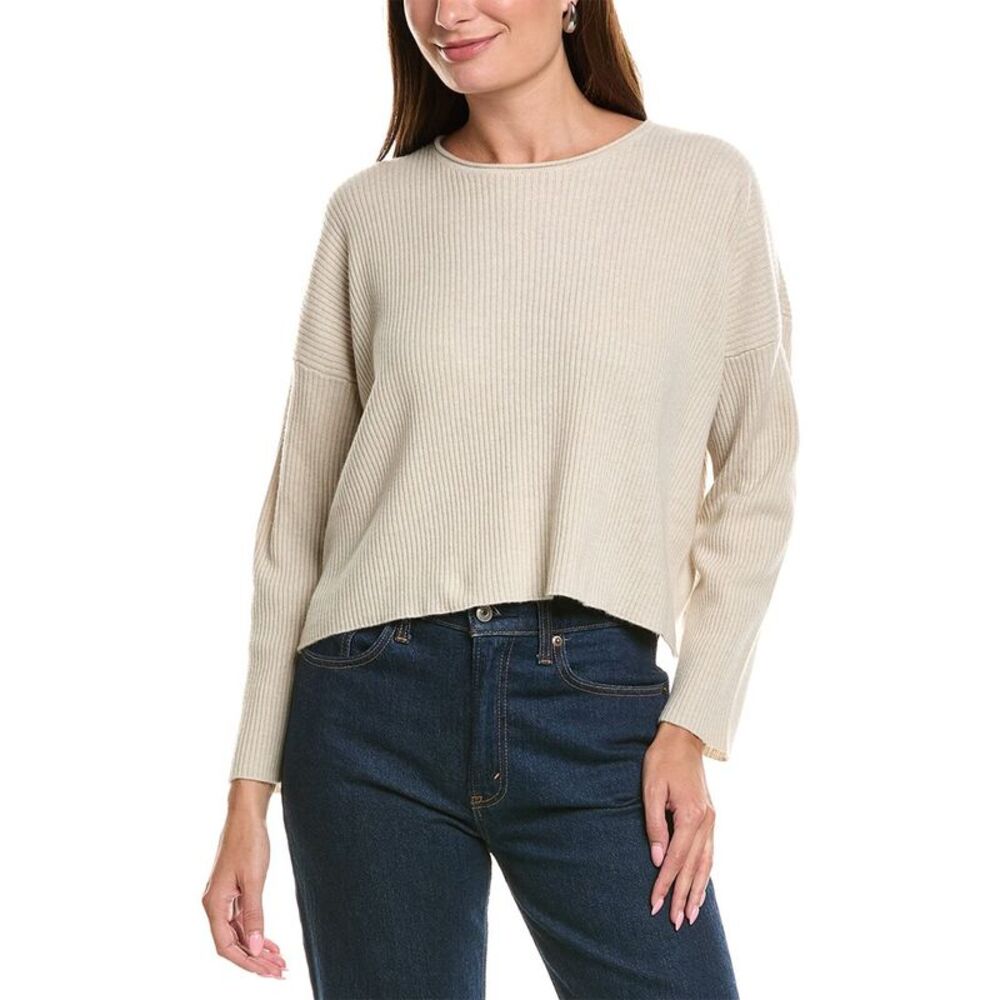 Eileen Fisher Womens Cashmere Knit Sweater, White